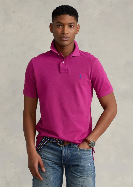 levende pink Mænd Ralph Lauren slim fit mesh poloshirt Z426B8368