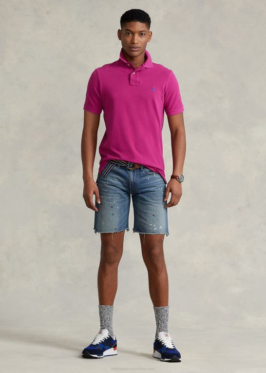 levende pink Mænd Ralph Lauren slim fit mesh poloshirt Z426B8368