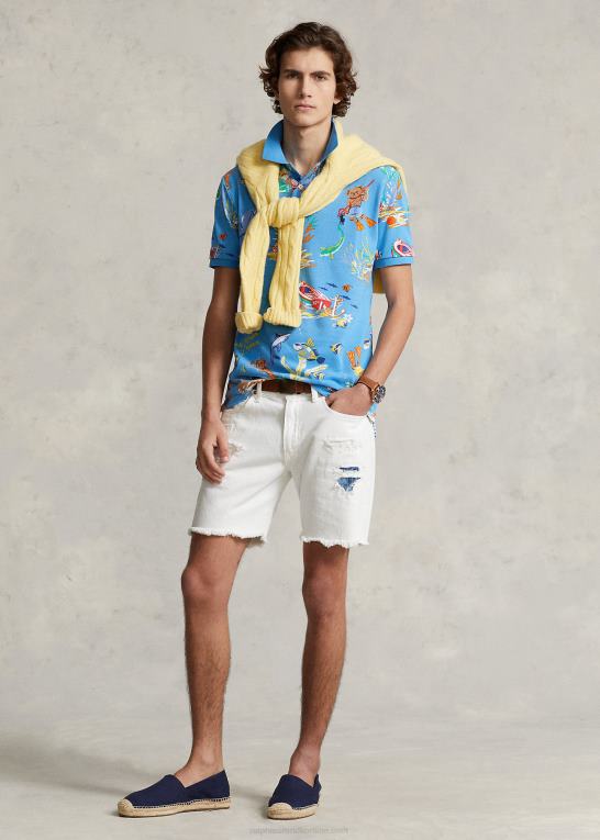ligaer slutter blå Mænd Ralph Lauren klassisk pasform polo bear mesh poloshirt Z426B521