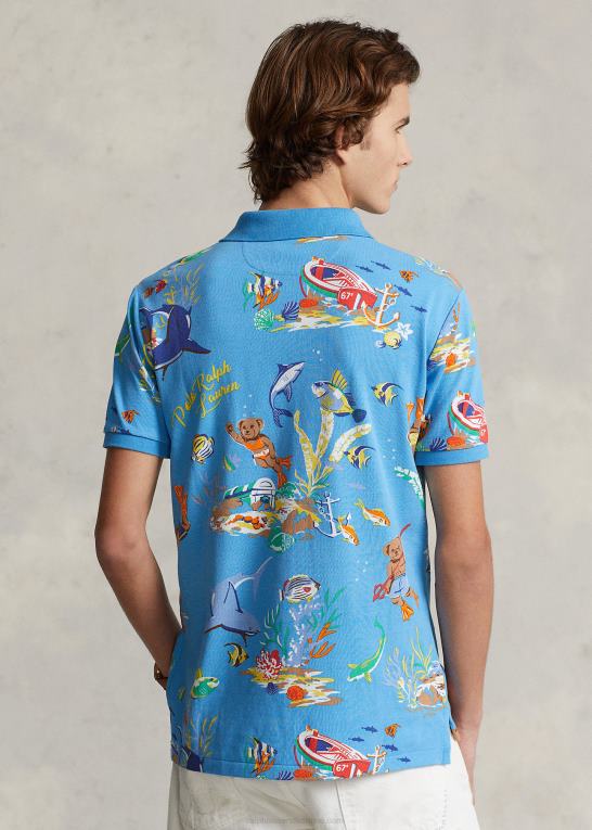 ligaer slutter blå Mænd Ralph Lauren klassisk pasform polo bear mesh poloshirt Z426B521