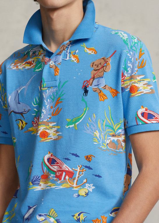 ligaer slutter blå Mænd Ralph Lauren klassisk pasform polo bear mesh poloshirt Z426B521