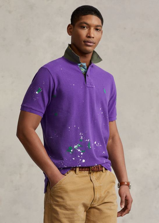 lilla kaktus Mænd Ralph Lauren klassisk pasform distressed mesh poloshirt Z426B1060