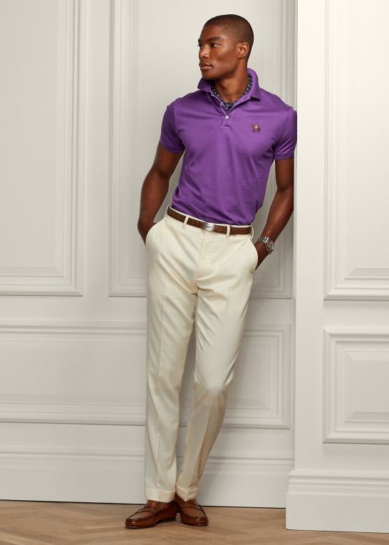 lys lilla Mænd Ralph Lauren brugerdefineret slim fit pique poloshirt Z426B61