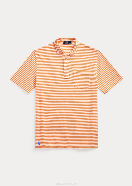 lys orange/hvid Mænd Ralph Lauren klassisk pasform fjervægt polo i mesh Z426B701