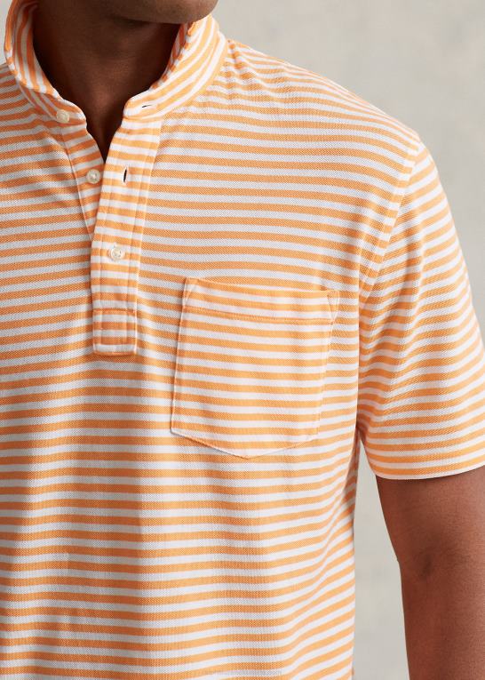 lys orange/hvid Mænd Ralph Lauren klassisk pasform fjervægt polo i mesh Z426B701