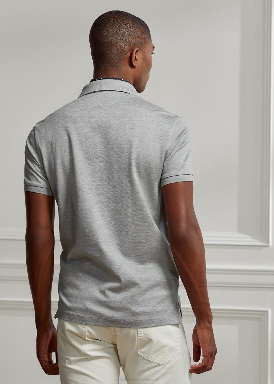 lysegrå lyng Mænd Ralph Lauren brugerdefineret slim fit pique poloshirt Z426B67
