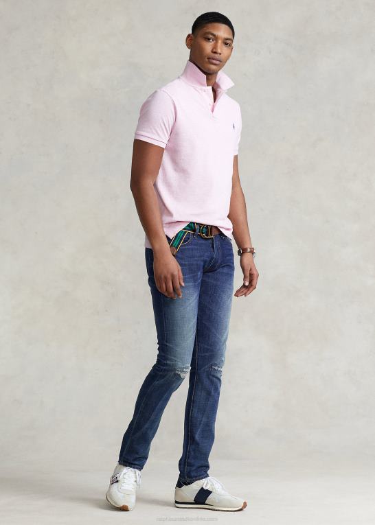 lyserød lyng Mænd Ralph Lauren slim fit mesh poloshirt Z426B8355