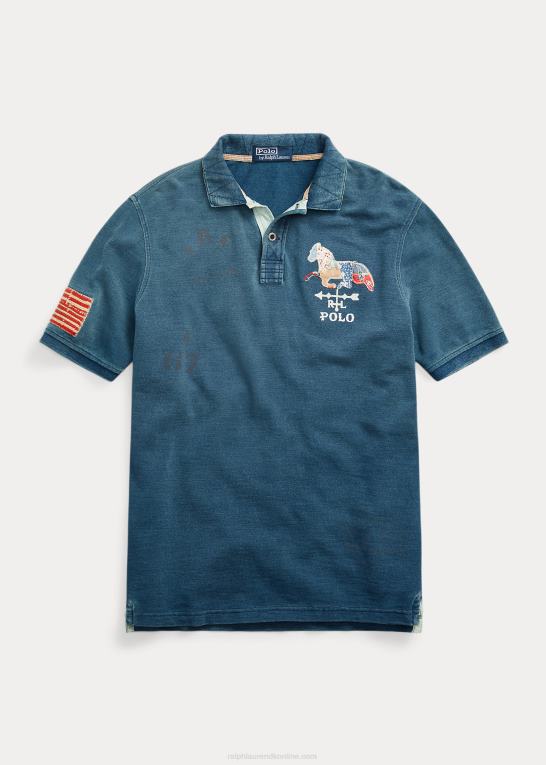 mørk indigo Mænd Ralph Lauren klassisk pasform mesh grafisk poloshirt Z426B100