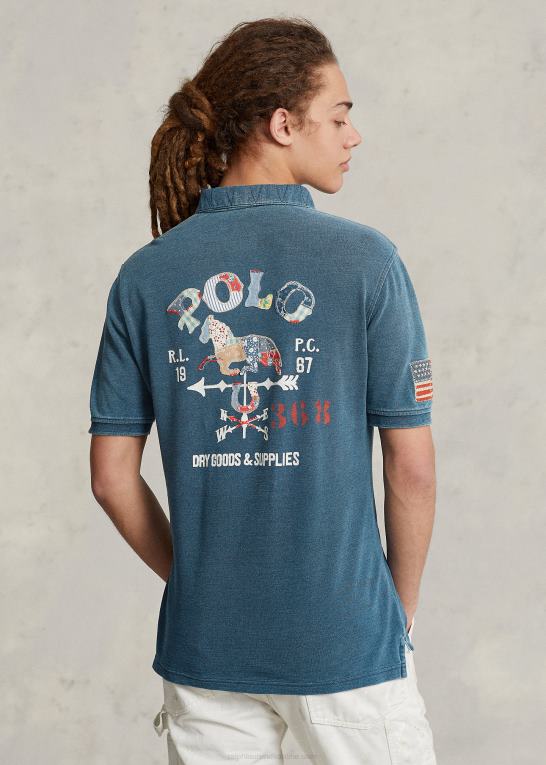 mørk indigo Mænd Ralph Lauren klassisk pasform mesh grafisk poloshirt Z426B100