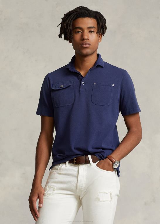 mørk kobolt Mænd Ralph Lauren klassisk pasform mesh-lomme poloshirt Z426B8485