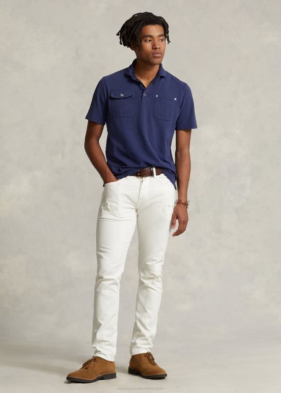 mørk kobolt Mænd Ralph Lauren klassisk pasform mesh-lomme poloshirt Z426B8485