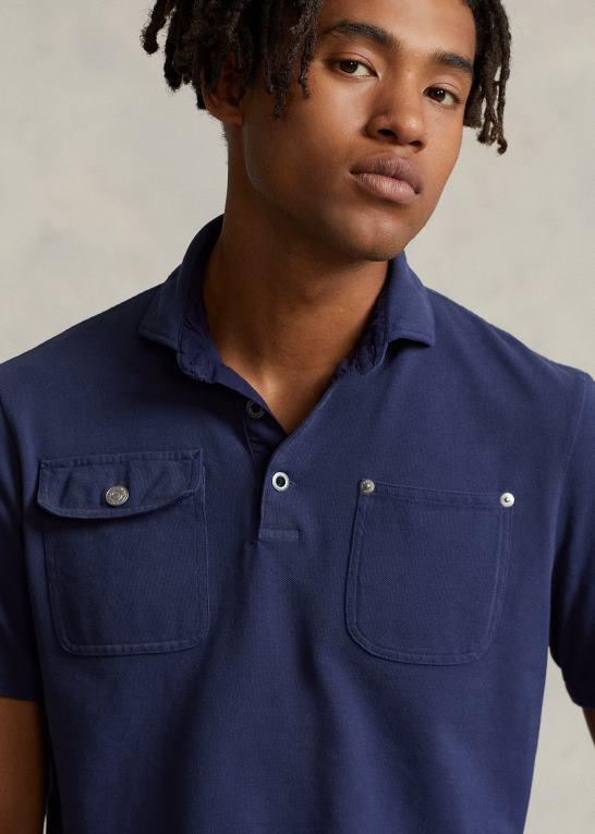 mørk kobolt Mænd Ralph Lauren klassisk pasform mesh-lomme poloshirt Z426B8485