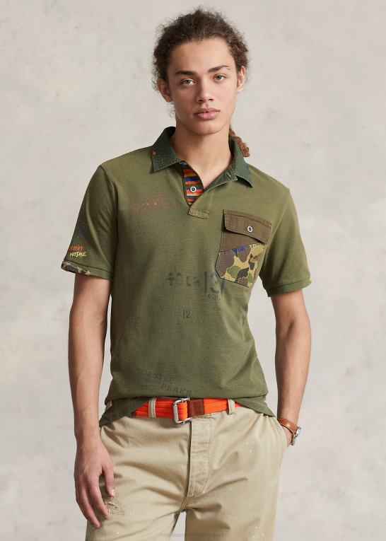 mørk salvie Mænd Ralph Lauren klassisk pasform mesh grafisk poloshirt Z426B8501