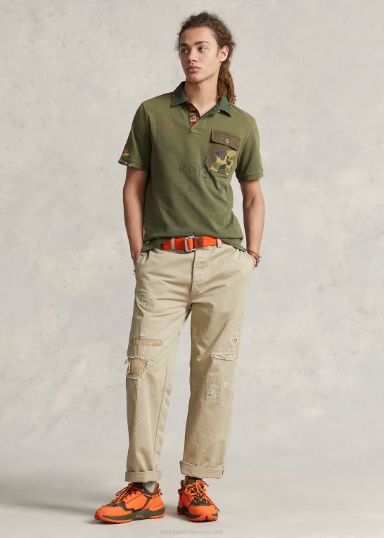 mørk salvie Mænd Ralph Lauren klassisk pasform mesh grafisk poloshirt Z426B8501