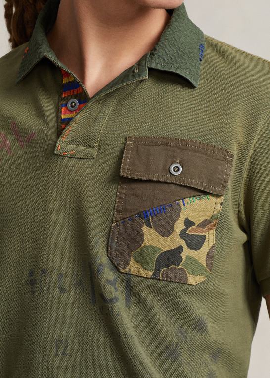 mørk salvie Mænd Ralph Lauren klassisk pasform mesh grafisk poloshirt Z426B8501