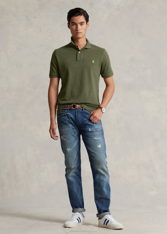 mørk salvie Mænd Ralph Lauren slim fit mesh behagelig poloshirt Z426B27