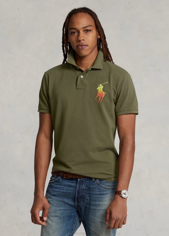 mørk salvie Mænd Ralph Lauren stor pony mesh poloshirt - alle passer Z426B563