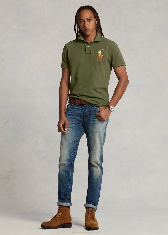 mørk salvie Mænd Ralph Lauren stor pony mesh poloshirt - alle passer Z426B563