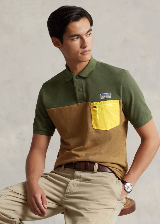mørk salvie multi Mænd Ralph Lauren klassisk pasform mesh utility poloshirt Z426B8455