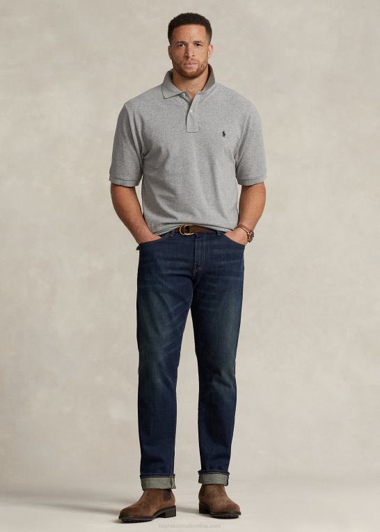 mørk vintage gråmeleret Mænd Ralph Lauren den ikoniske mesh poloshirt Z426B1821