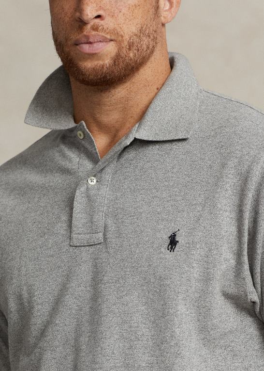 mørk vintage gråmeleret Mænd Ralph Lauren den ikoniske mesh poloshirt Z426B1821