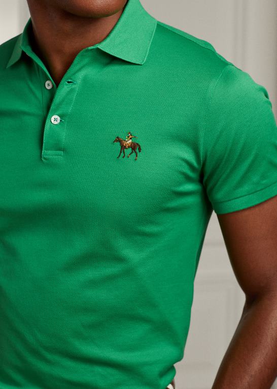nautisk grøn Mænd Ralph Lauren brugerdefineret slim fit pique poloshirt Z426B56