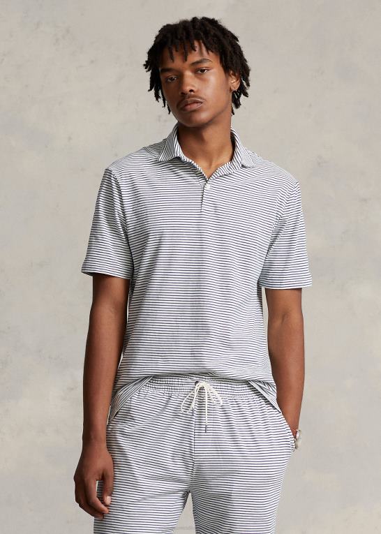 nevis/clancy blå Mænd Ralph Lauren klassisk pasform stribet jersey poloshirt Z426B905