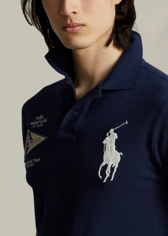 newport flåde Mænd Ralph Lauren brugerdefineret slank pasform stor pony mesh poloshirt Z426B863
