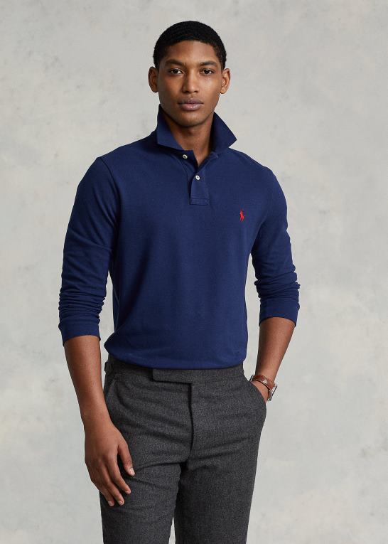 newport flåde Mænd Ralph Lauren mesh langærmet poloshirt alle pasform Z426B154