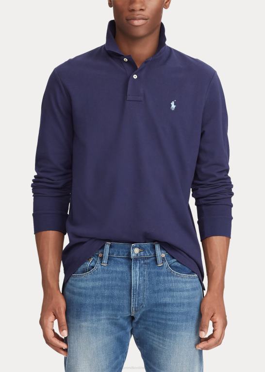 newport flåde Mænd Ralph Lauren mesh langærmet poloshirt alle pasform Z426B154