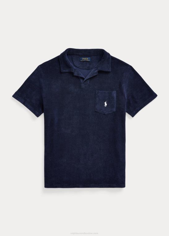 newport flåde Mænd Ralph Lauren tilpasset slim fit frotté poloshirt Z426B557