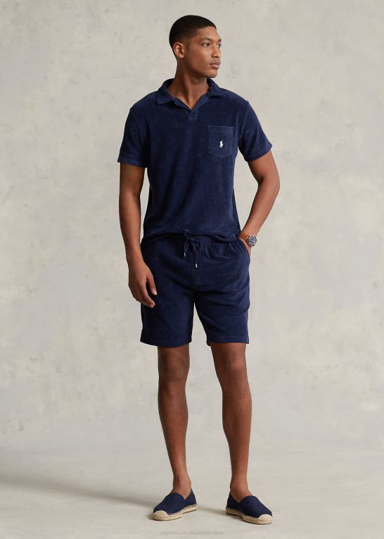 newport flåde Mænd Ralph Lauren tilpasset slim fit frotté poloshirt Z426B557
