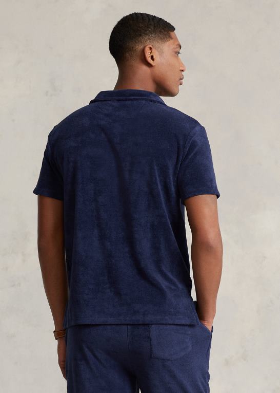 newport flåde Mænd Ralph Lauren tilpasset slim fit frotté poloshirt Z426B557
