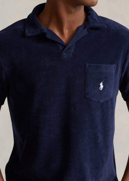 newport flåde Mænd Ralph Lauren tilpasset slim fit frotté poloshirt Z426B557