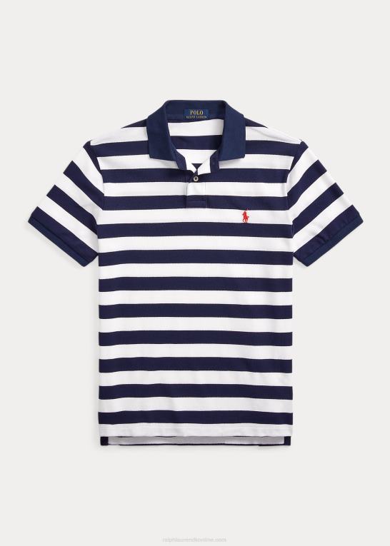 newport navy/hvid Mænd Ralph Lauren klassisk pasform stribet mesh poloshirt Z426B8429