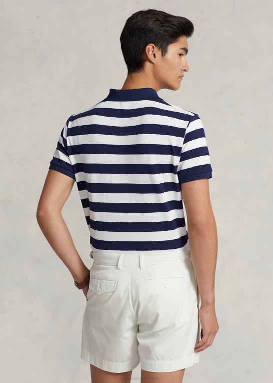 newport navy/hvid Mænd Ralph Lauren klassisk pasform stribet mesh poloshirt Z426B8429