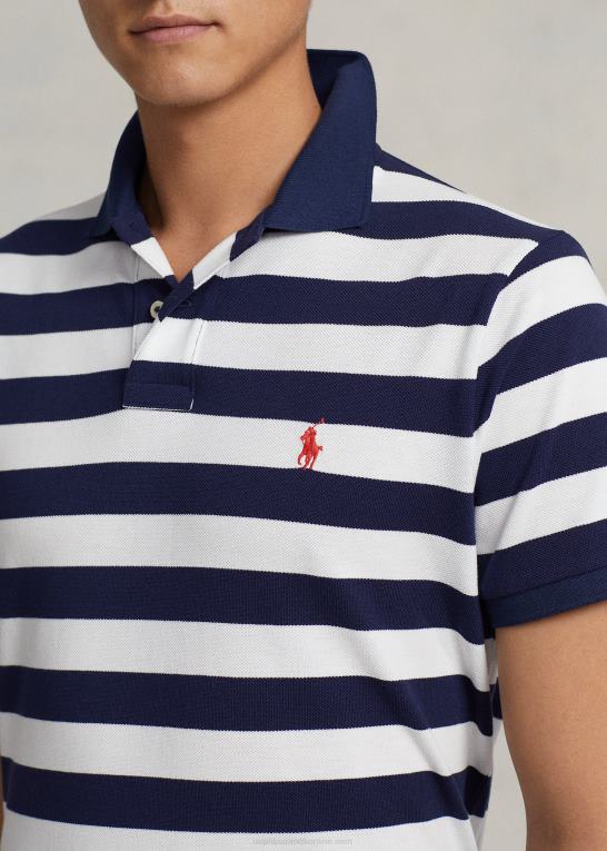 newport navy/hvid Mænd Ralph Lauren klassisk pasform stribet mesh poloshirt Z426B8429