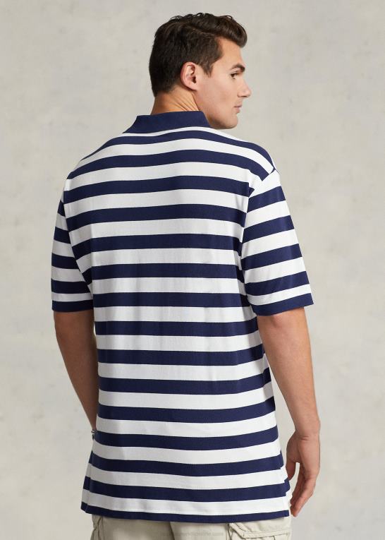 newport navy/hvid Mænd Ralph Lauren stribet mesh poloshirt Z426B1492