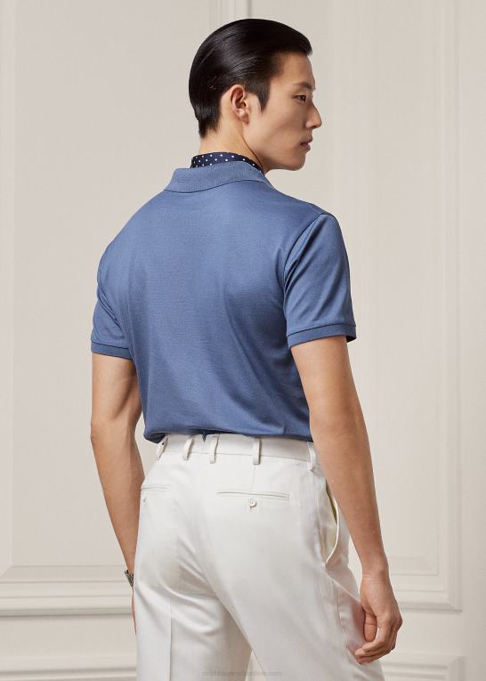 niagara blå Mænd Ralph Lauren brugerdefineret slim fit pique poloshirt Z426B8403