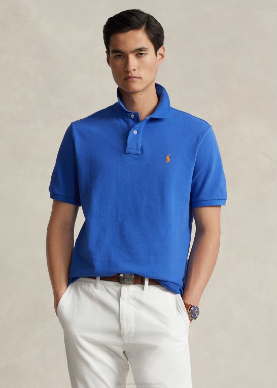 ny iris blå/orange Mænd Ralph Lauren slim fit mesh mode poloshirt Z426B15