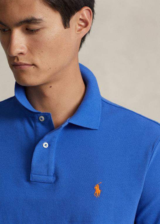ny iris blå/orange Mænd Ralph Lauren slim fit mesh mode poloshirt Z426B15