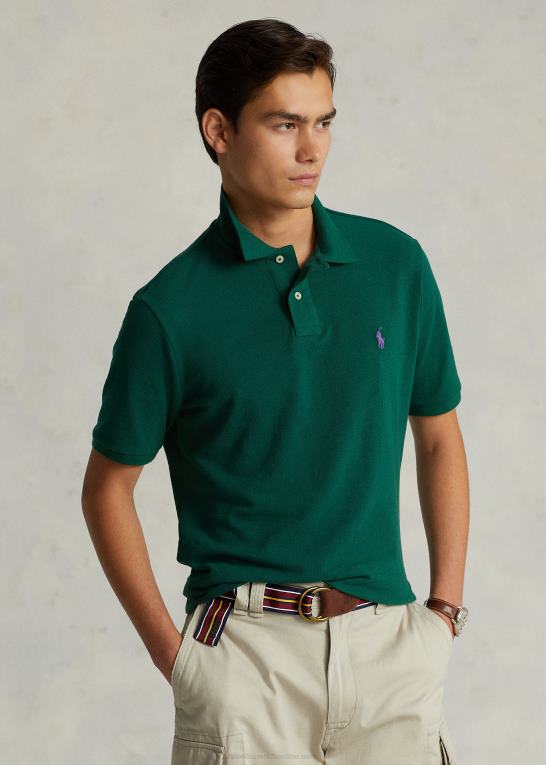 ny skov/lilla Mænd Ralph Lauren slim fit mesh behagelig poloshirt Z426B25