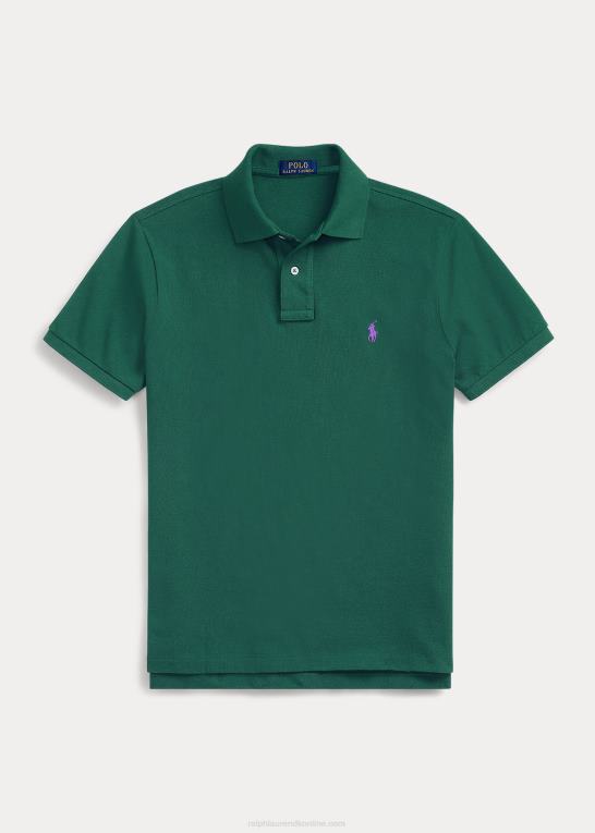 ny skov/lilla Mænd Ralph Lauren slim fit mesh behagelig poloshirt Z426B25