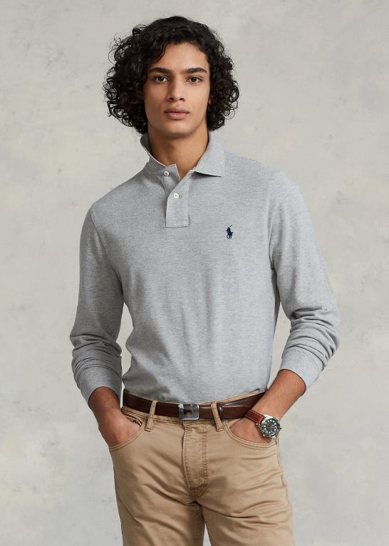 og over lyng Mænd Ralph Lauren mesh langærmet poloshirt alle pasform Z426B152