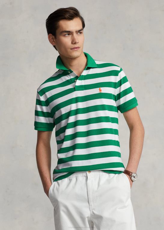 optik grøn/hvid Mænd Ralph Lauren klassisk pasform stribet mesh poloshirt Z426B8428