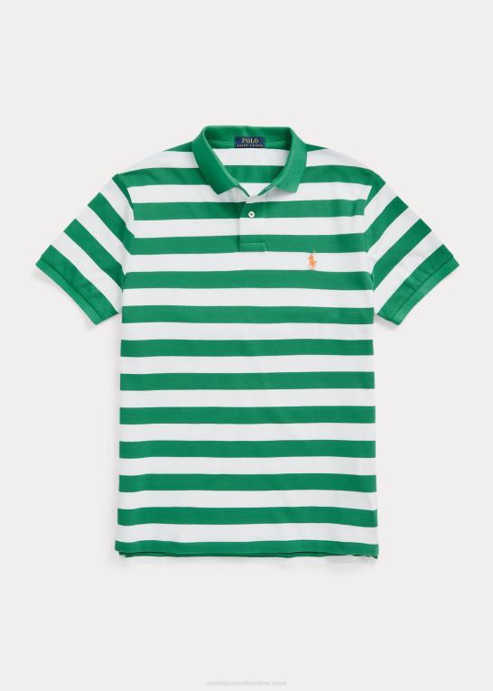 optik grøn/hvid Mænd Ralph Lauren klassisk pasform stribet mesh poloshirt Z426B8428