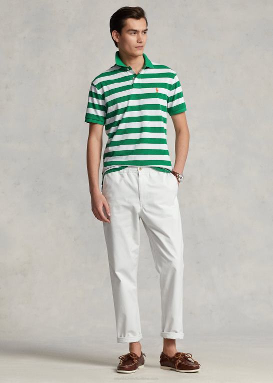 optik grøn/hvid Mænd Ralph Lauren klassisk pasform stribet mesh poloshirt Z426B8428