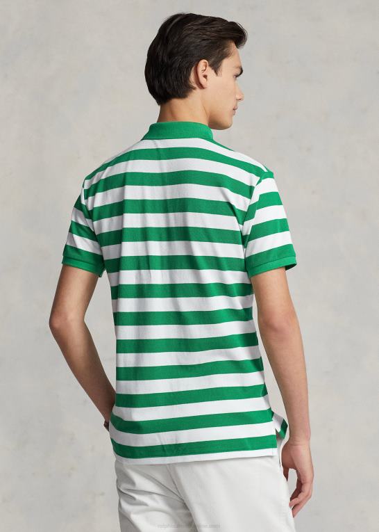 optik grøn/hvid Mænd Ralph Lauren klassisk pasform stribet mesh poloshirt Z426B8428