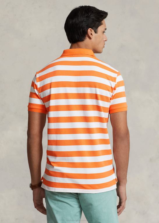optik orange/hvid Mænd Ralph Lauren klassisk pasform stribet mesh poloshirt Z426B8427
