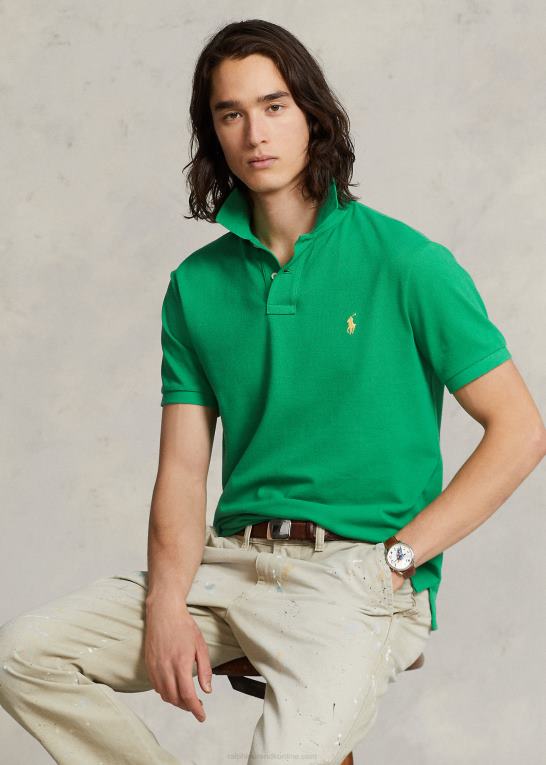 optisk grøn Mænd Ralph Lauren slim fit mesh behagelig poloshirt Z426B24